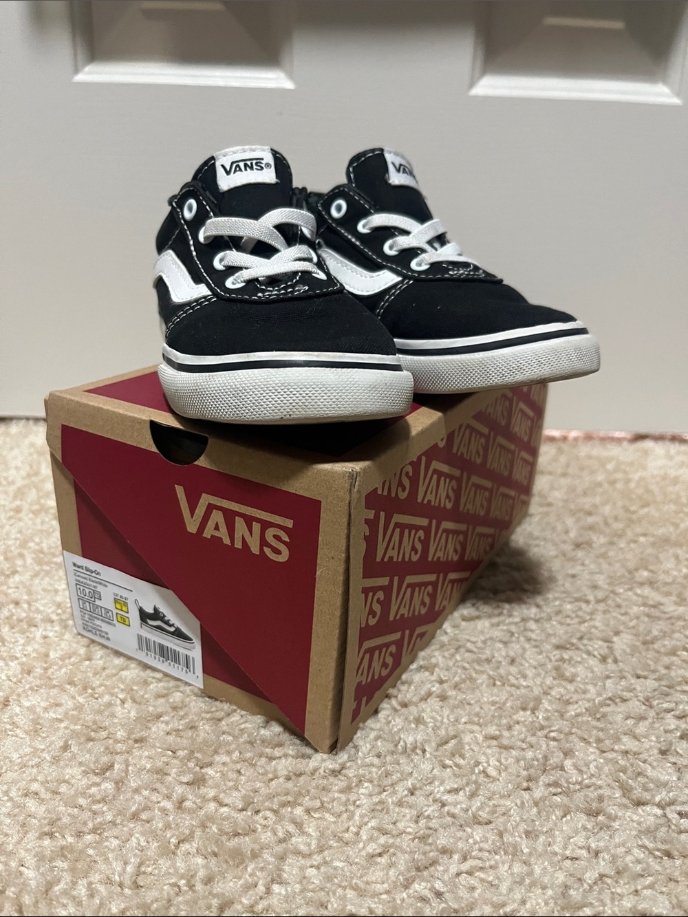 Vans Black and White Toddler Low Top Sneakers